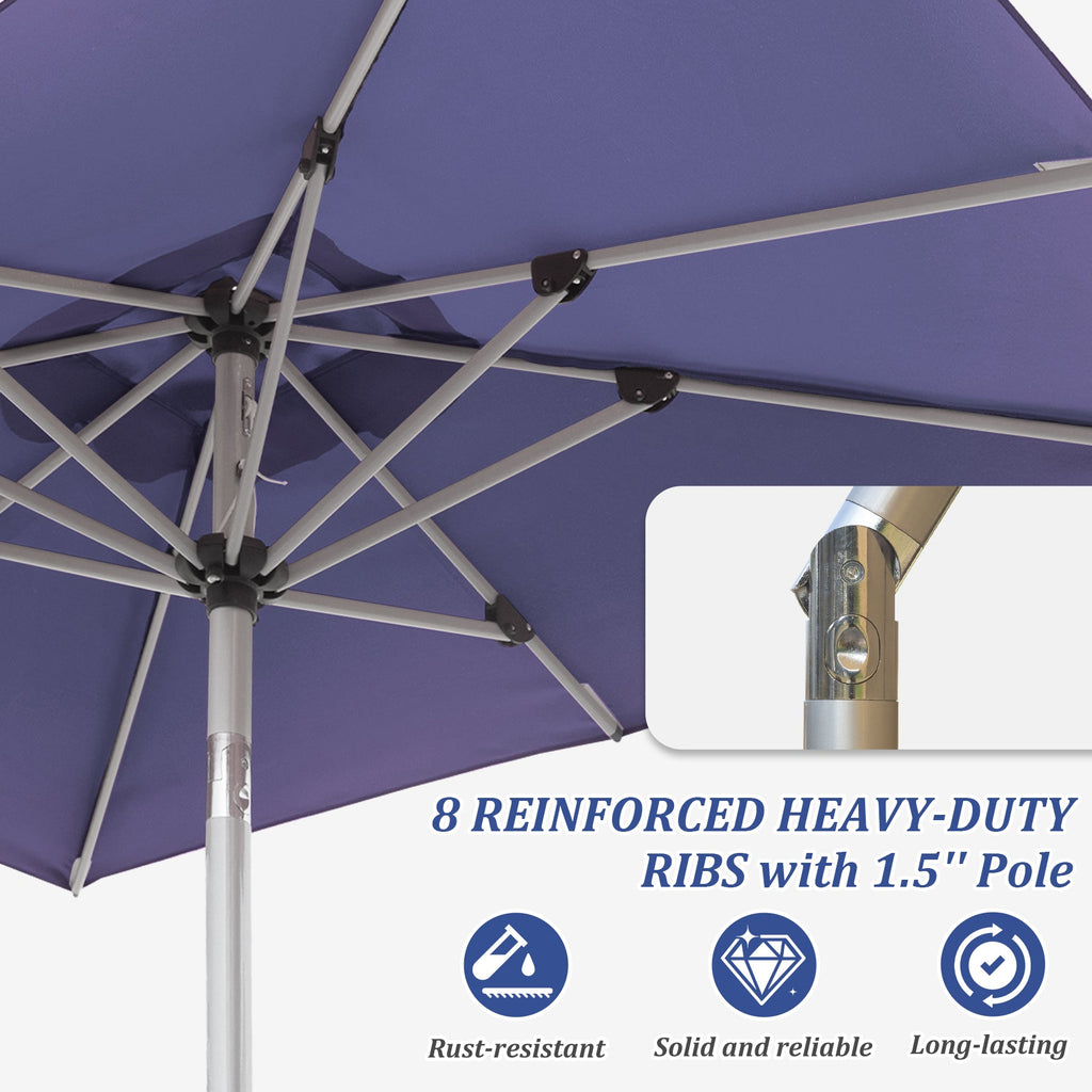Rectangle Patio Umbrella with Crank Lift and Tilt Function
