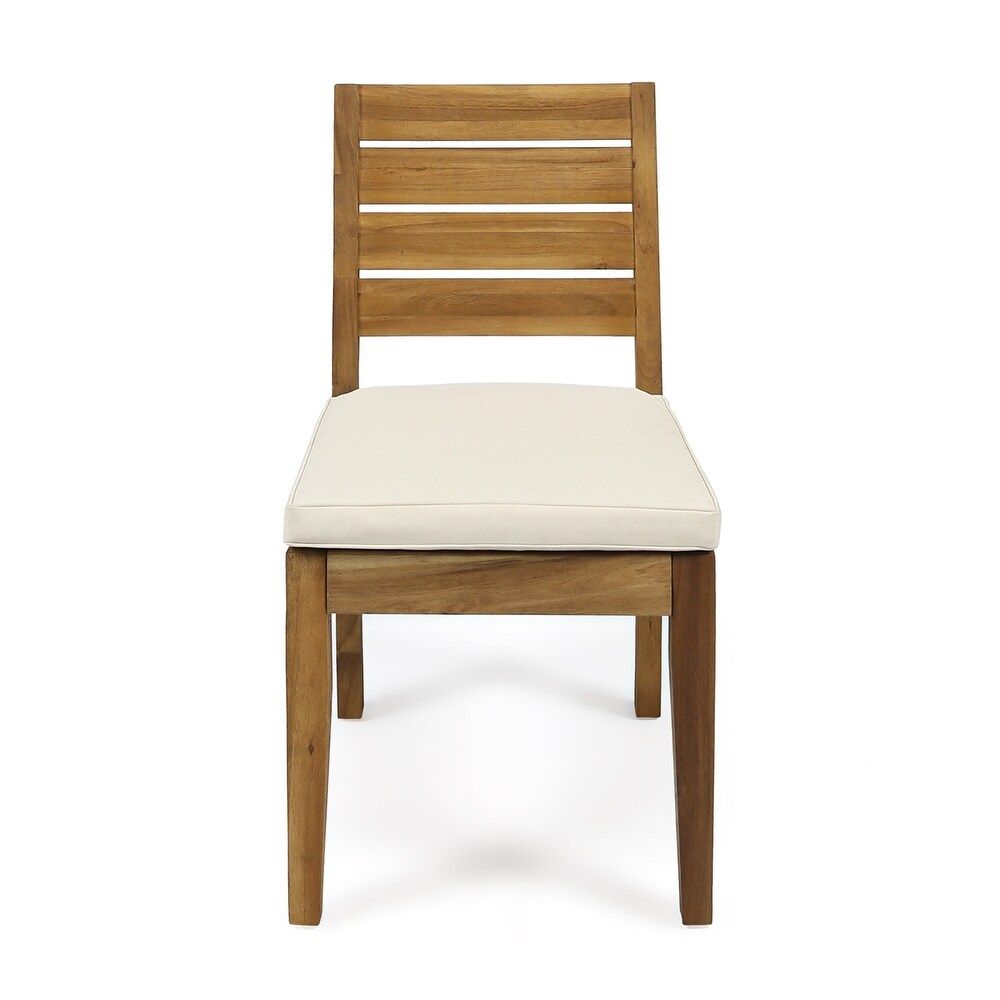 Outdoor 7 Piece Dining Set With Cushions - Sandblasted Natural / Beige