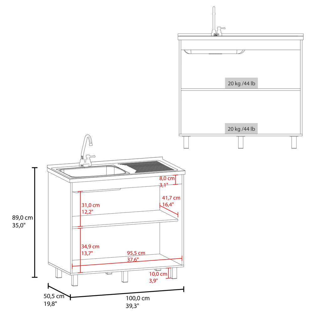 Alatna Freestanding Utility Base Cabinet with Stainless Steel Countertop and Faucet