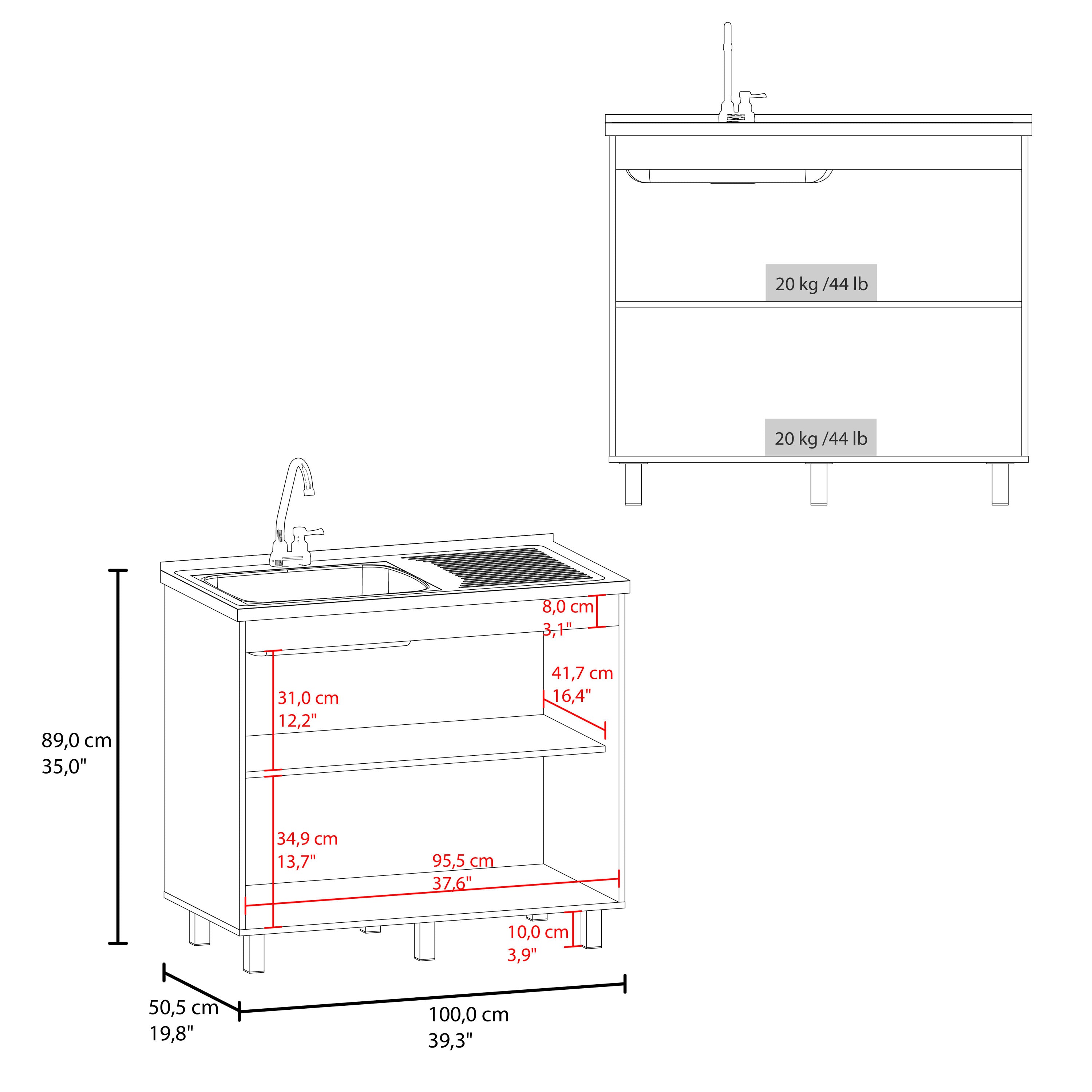 Alatna Freestanding Utility Base Cabinet with Stainless Steel Countertop and Faucet