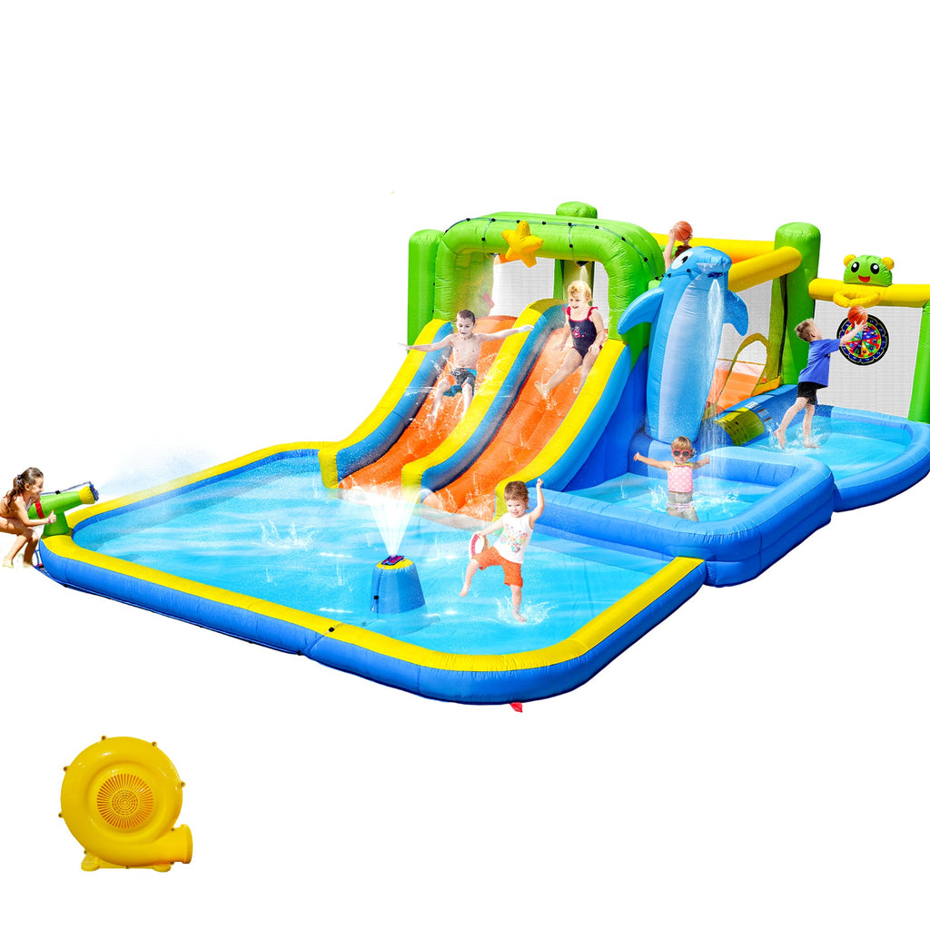 9-in-1 Inflatable Bounce House with Water Features for Kids