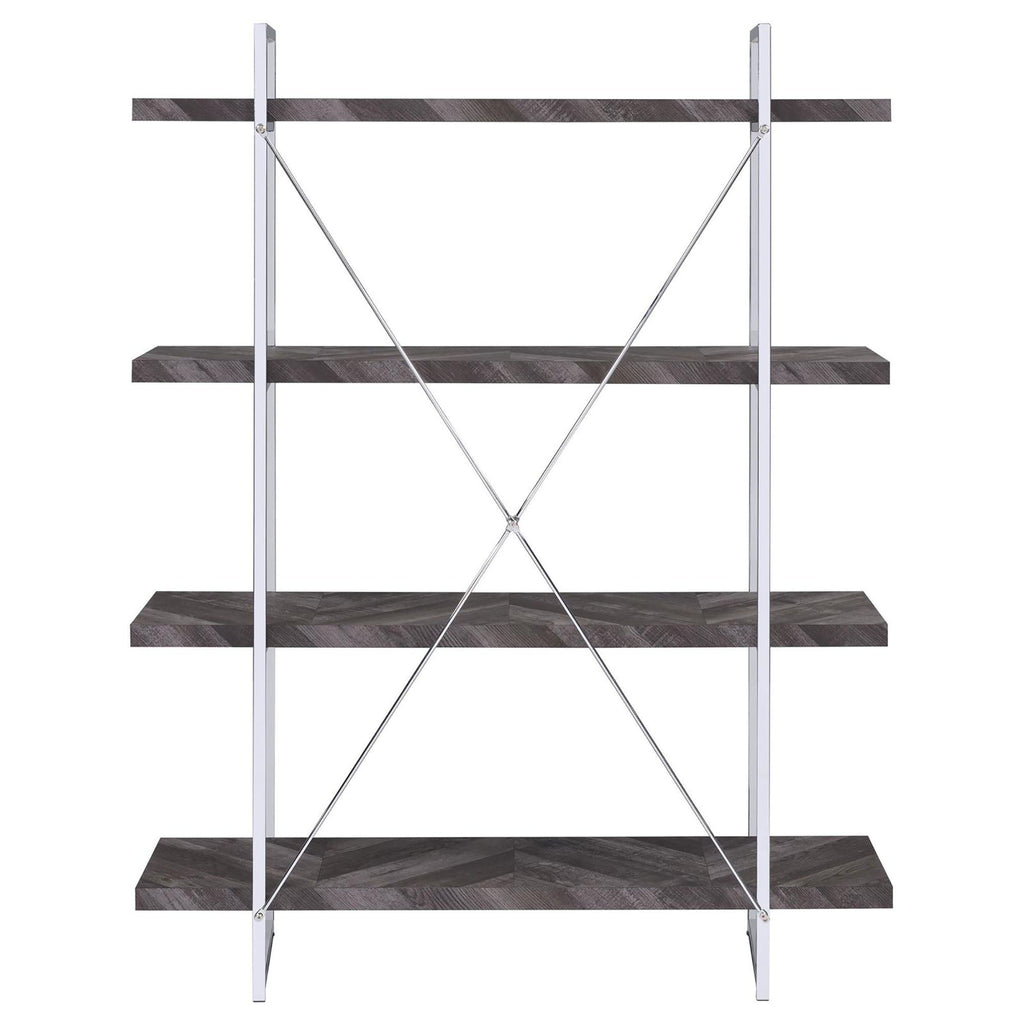 Herringbone - Bookcase With Full Length Shelf - Gray