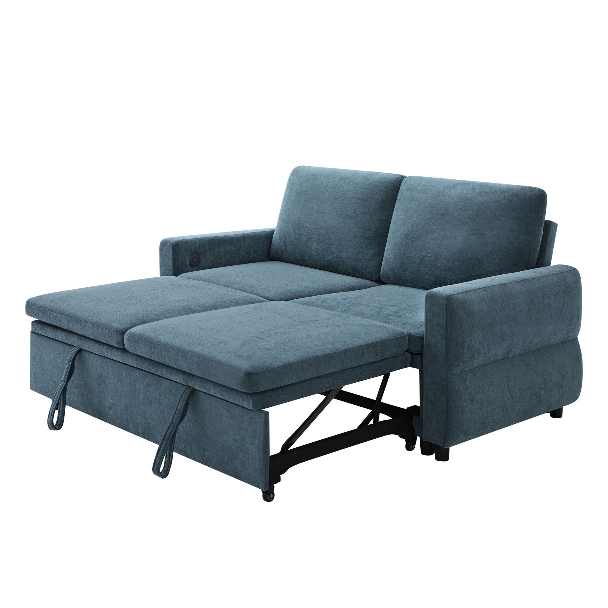 Convertible Sofa Bed Loveseat With Adjustable Backrest And USB Ports