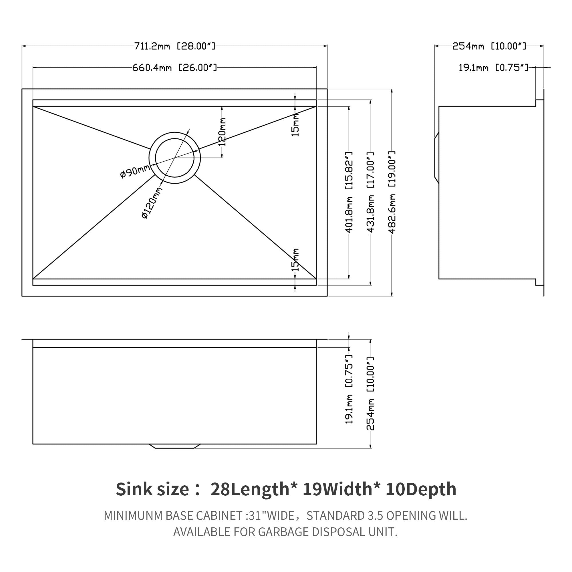 Single Bowl Undermount Workstation Kitchen Sink with Accessories