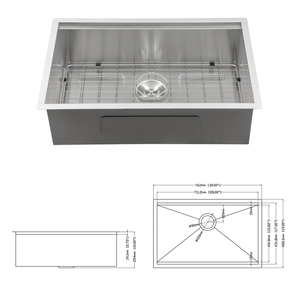 Single Bowl Undermount Workstation Kitchen Sink with Accessories