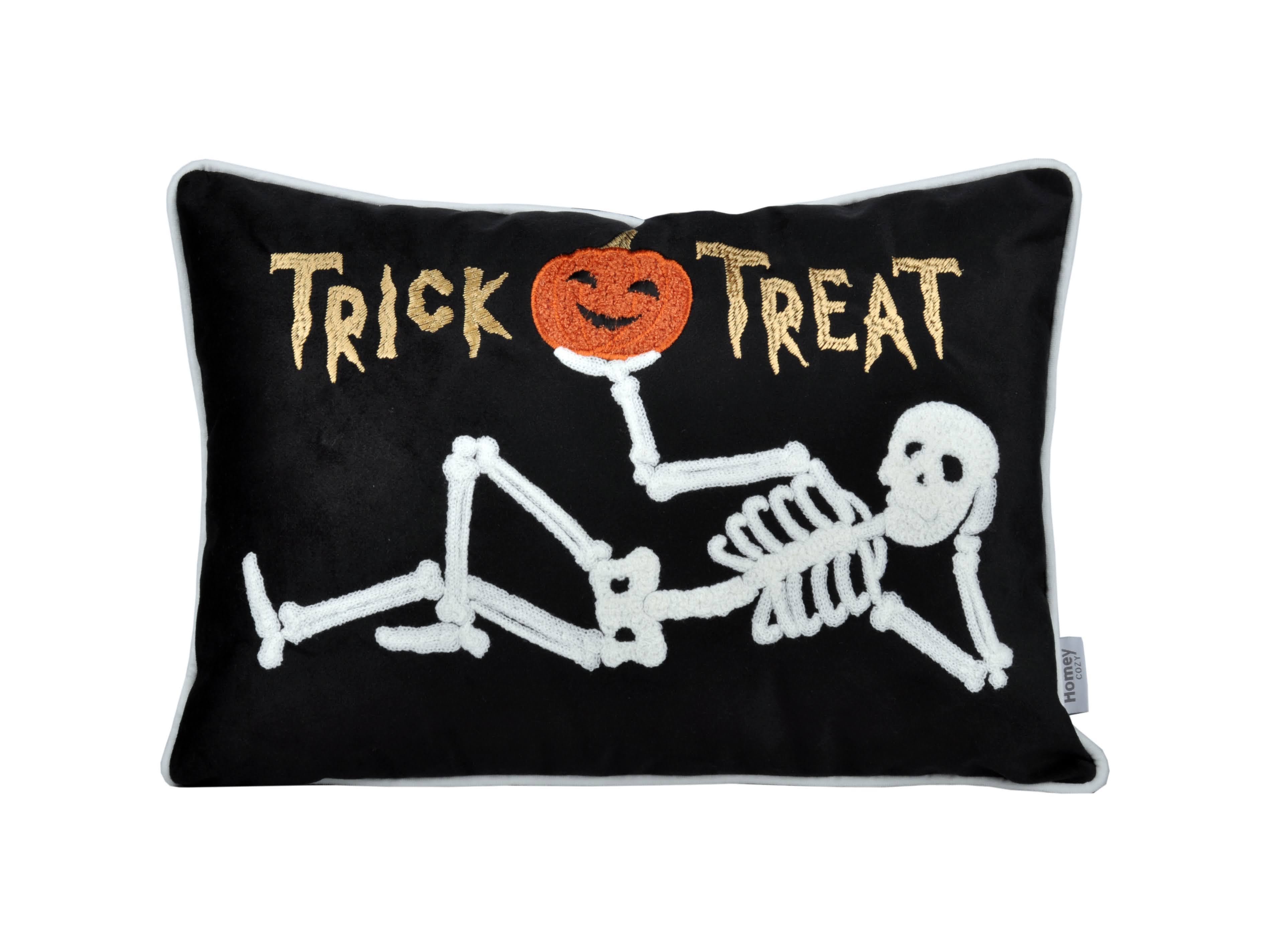 Trick or Treat Skeleton Velvet Throw Pillow Set of 2