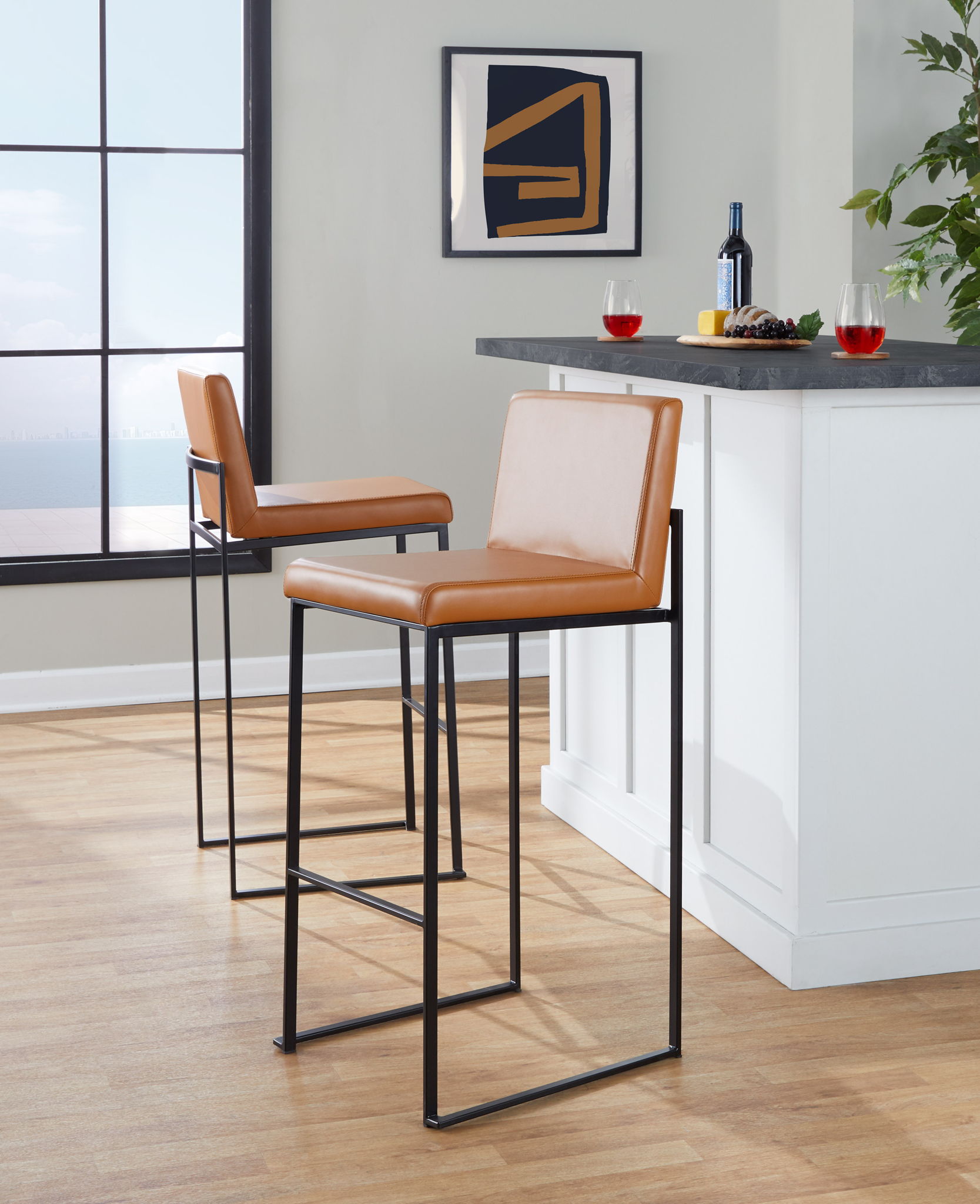 Fuji - Contemporary High Back Barstool Elegant Design
