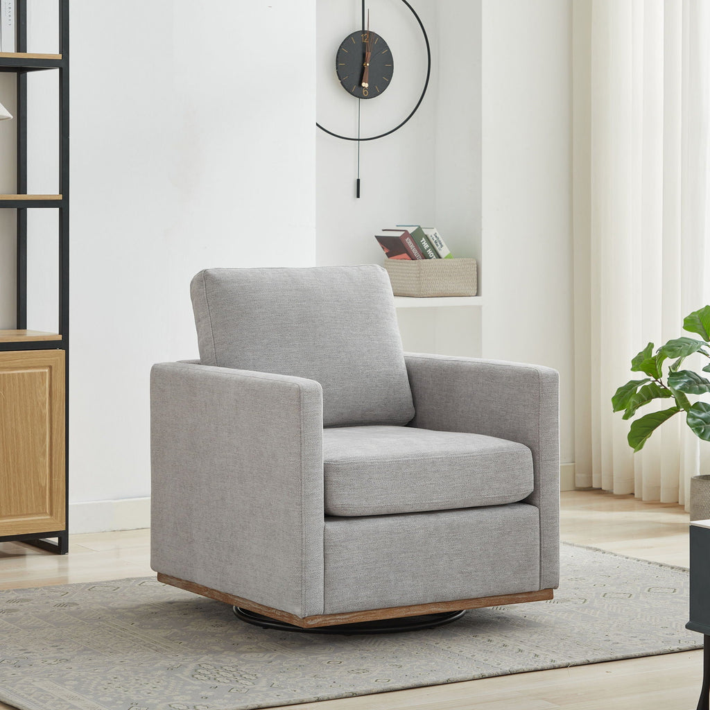 Modern Square Upholstered Swivel Accent Chair with Metal Base