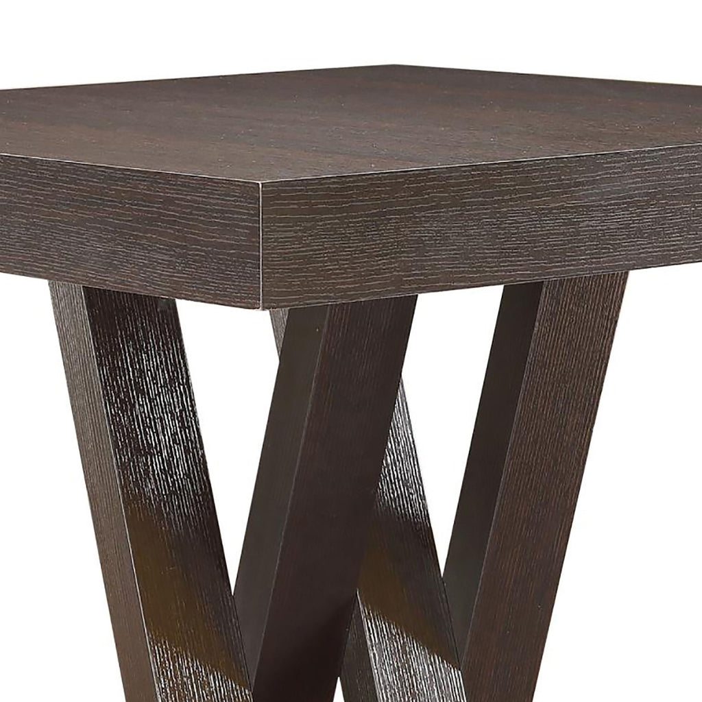 Double X Base Square Bar Table - Cappuccino