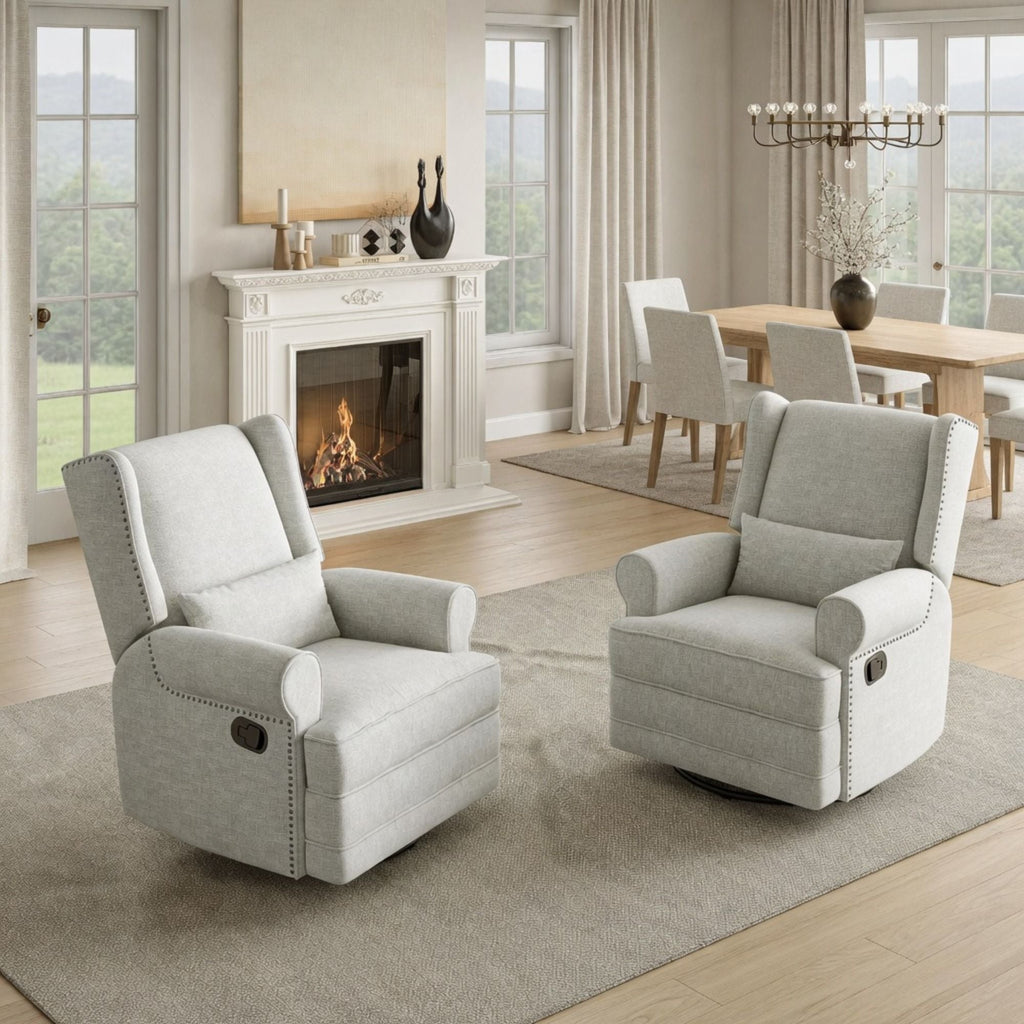 Extra Wide Swivel Recliner Glider Chair With Footrest