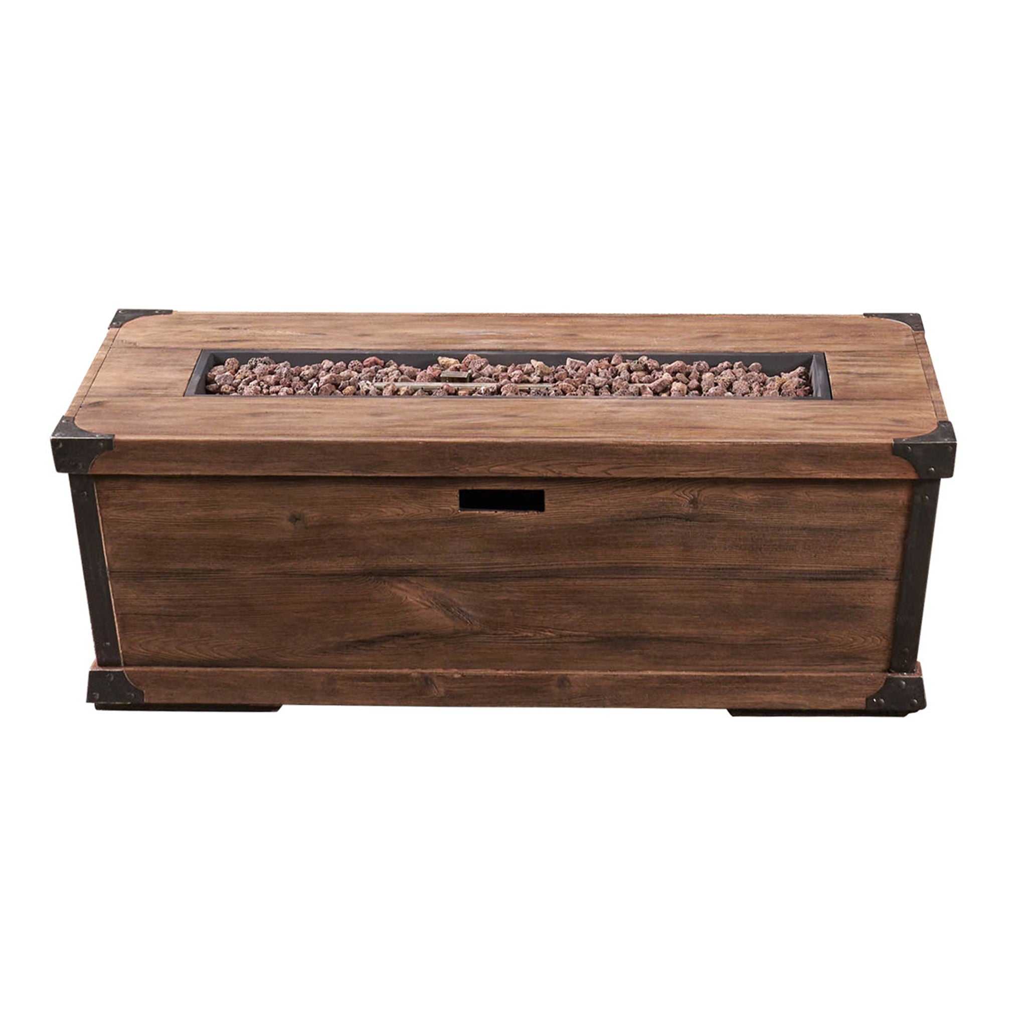 Outdoor Patio Rectangle Gas Burning Fire Pit - Wood Pattern