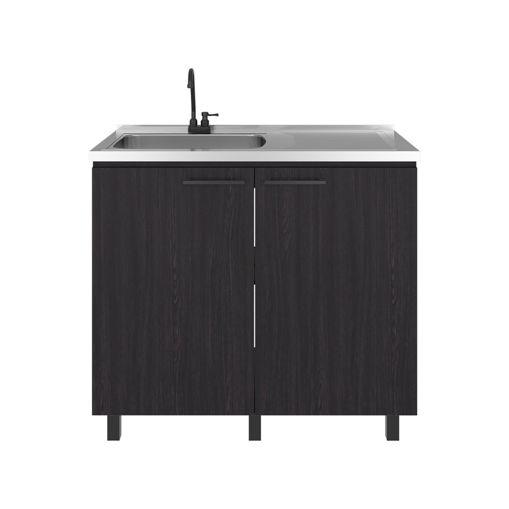 Alatna Freestanding Utility Base Cabinet with Stainless Steel Countertop and Faucet