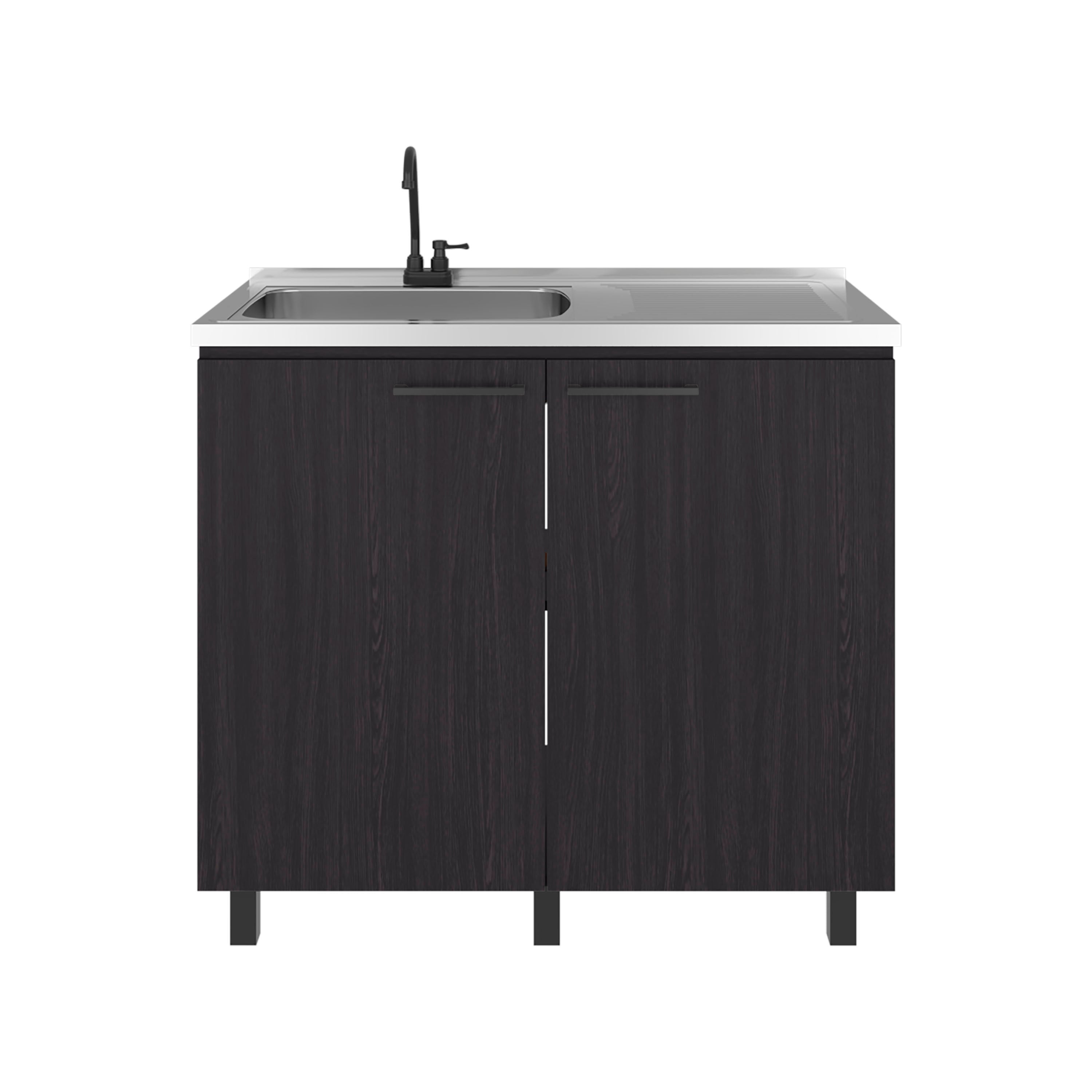 Alatna Freestanding Utility Base Cabinet with Stainless Steel Countertop and Faucet