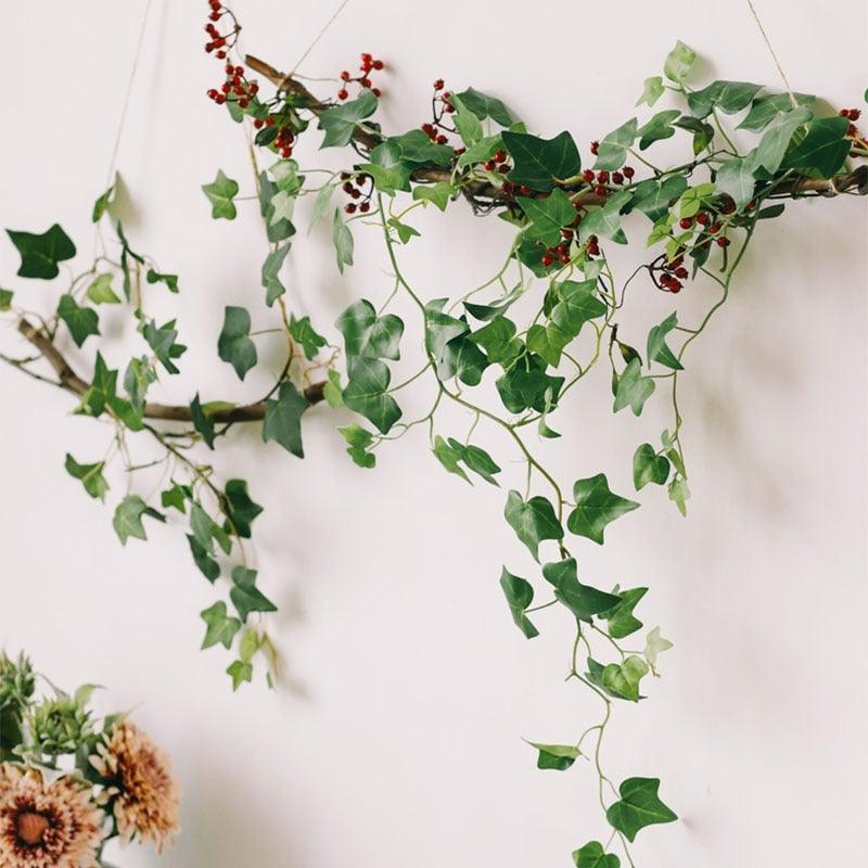 Modern Artificial Green Eucalyptus Leaves Garland Wisteria Rattan Fake Decor Silk Leaf Vines For Wedding Birthday Party Decor