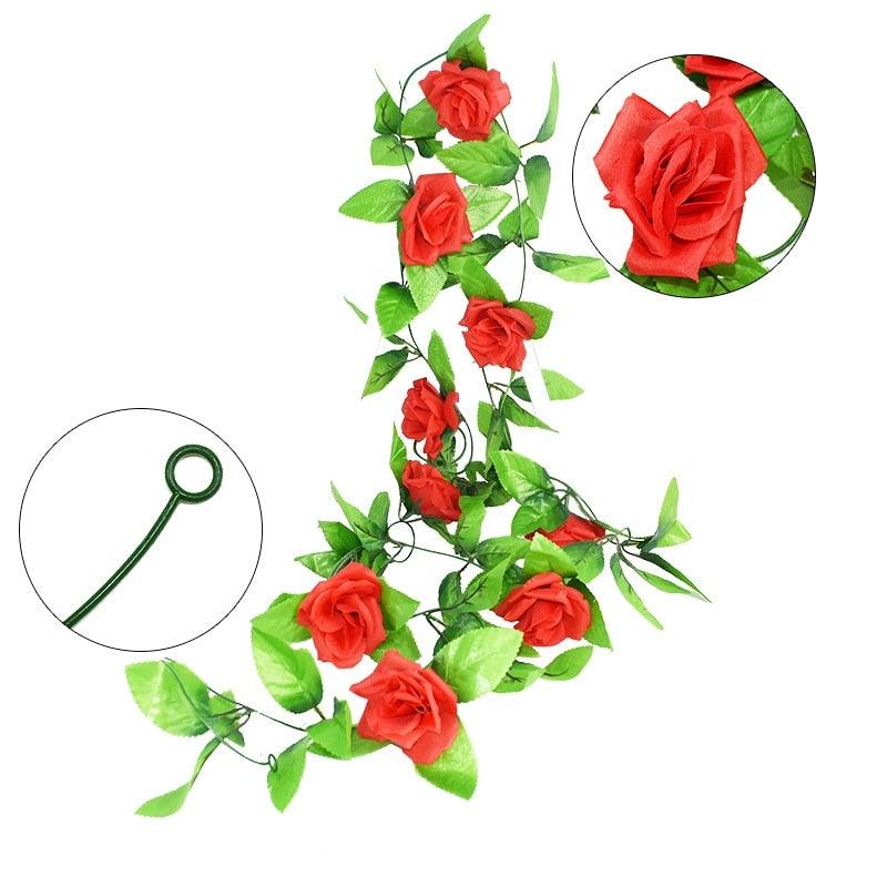 Modern Artificial Green Eucalyptus Leaves Garland Wisteria Rattan Fake Decor Silk Leaf Vines For Wedding Birthday Party Decor