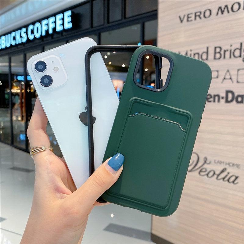 Modern Card Candy Color Phone Case For iPhone 12 11 13 Pro Max 12 13 Pro 11 Shockproof Bumper Soft Back Cover Colorful Silicone Phone Cover