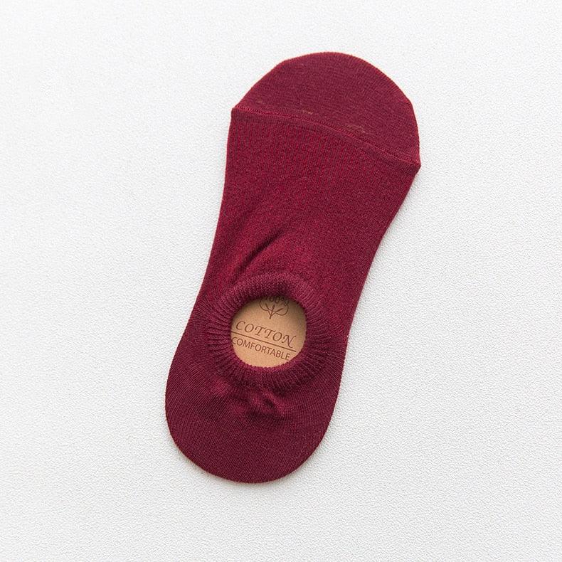 Women's Cute Cotton Invisible No Show Non-Slip Summer Candy Solid Color Silicone Short Socks Fashion Thin Ankle Boat Socks