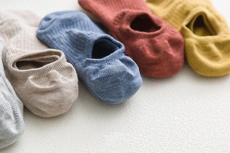 Women's Cute Cotton Invisible No Show Non-Slip Summer Candy Solid Color Silicone Short Socks Fashion Thin Ankle Boat Socks